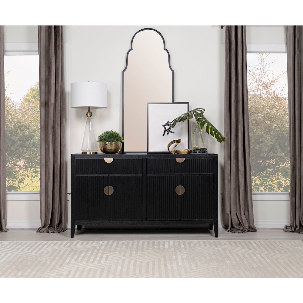 Brookmead 4-door Sideboard Buffet Storage Cabinet Black. Picture 11