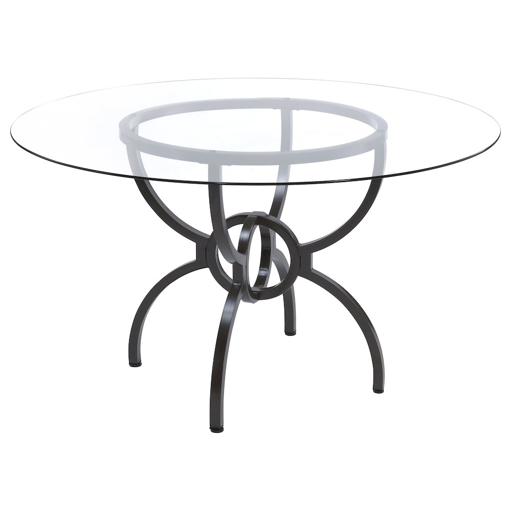 Aviano Round 48-inch Glass Top Metal Dining Table Gunmetal. Picture 1