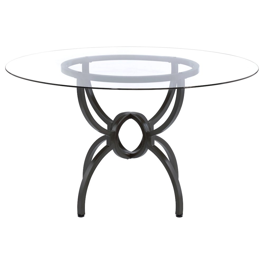 Aviano Round 48-inch Glass Top Metal Dining Table Gunmetal. Picture 3