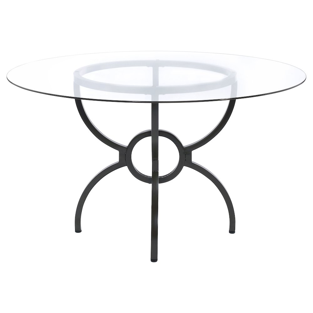 Aviano Round 48-inch Glass Top Metal Dining Table Gunmetal. Picture 4