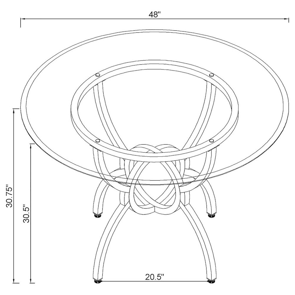 Aviano Round 48-inch Glass Top Metal Dining Table Gunmetal. Picture 13