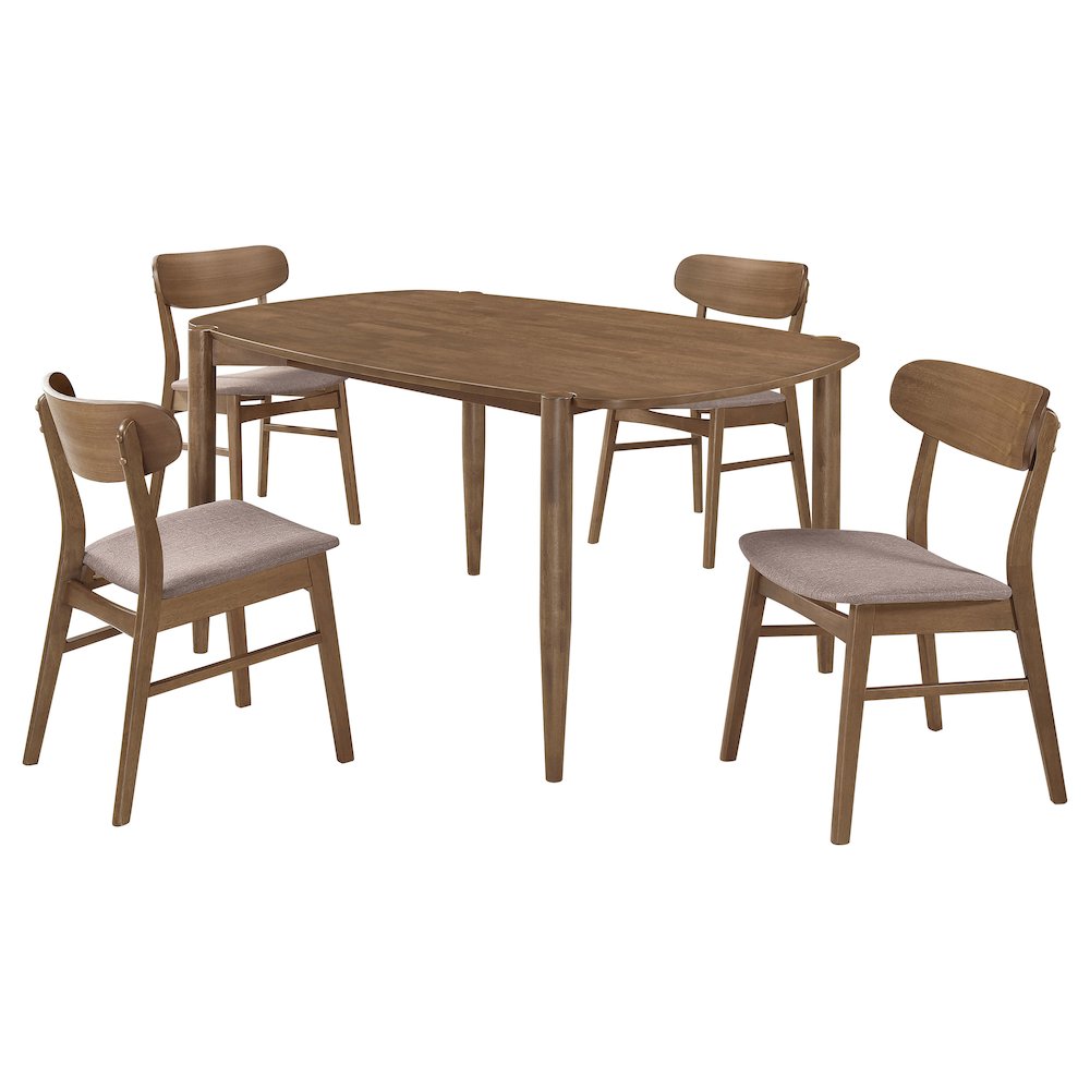 Dortch 5-piece Oval Solid Wood Dining Set Walnut. Picture 1