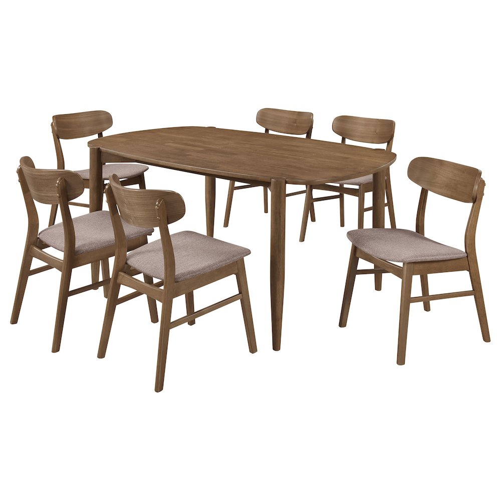 Dortch 7-piece Oval Solid Wood Dining Set Walnut. Picture 1