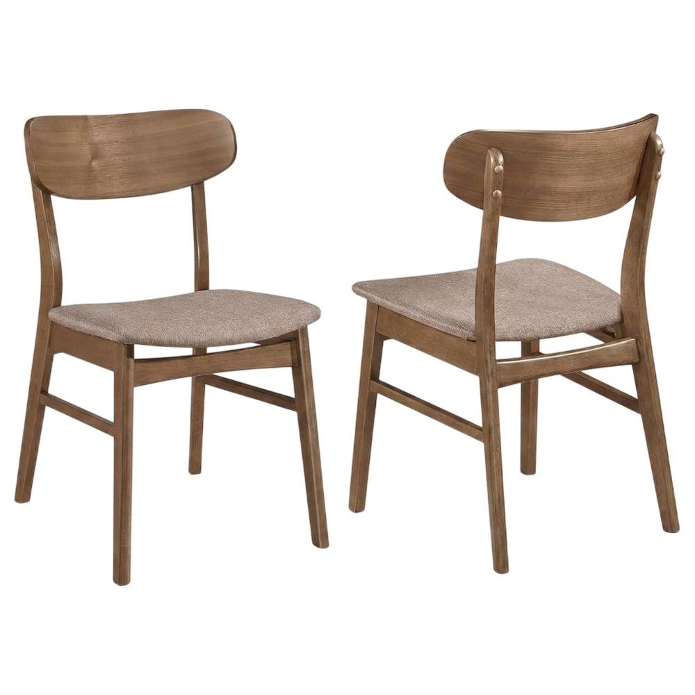 Mid-Century Modern Upholstered Wood Dining Side Chair, Walnut, Set of 2. Picture 1