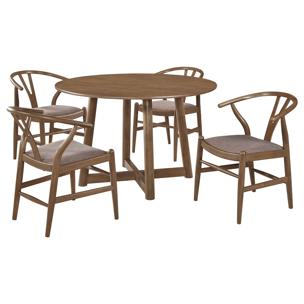 Dinah 5-piece Round Solid Wood Dining Set Walnut. Picture 1
