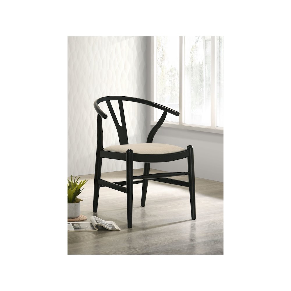 Crestmont Wood Wishbone Dining Side Chair Black (Set of 2). Picture 10