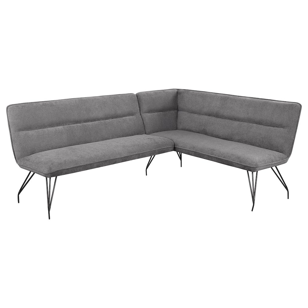 Dodson Fabric Upholstered L-Shaped Nook Dining Bench Grey. Picture 1