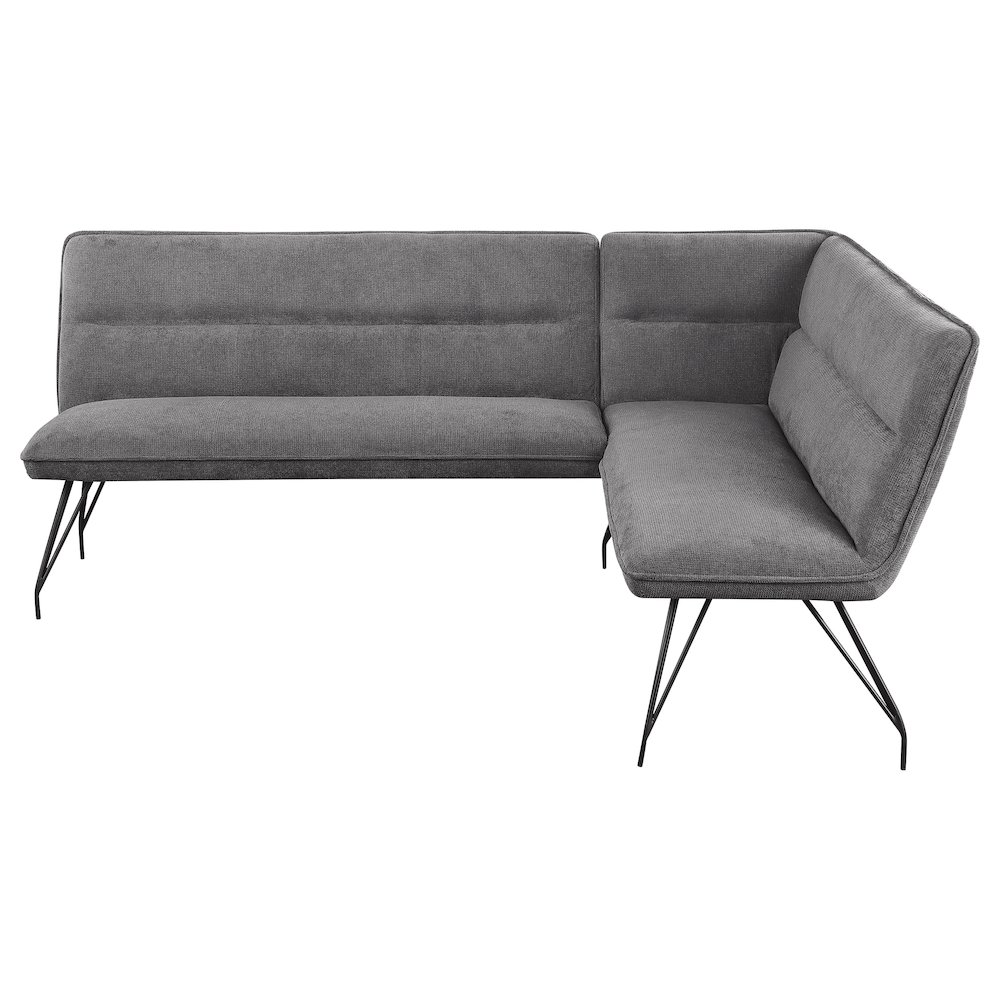 Dodson Fabric Upholstered L-Shaped Nook Dining Bench Grey. Picture 3