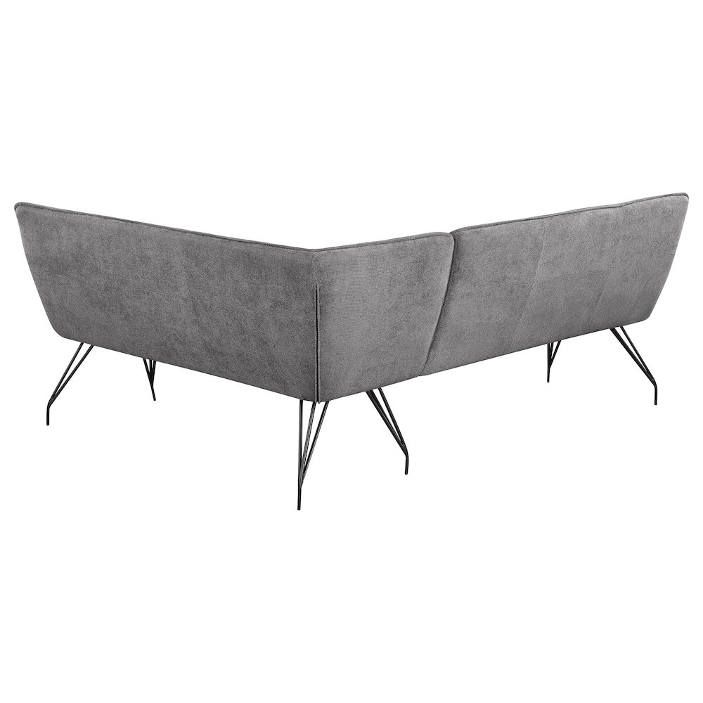 Dodson Fabric Upholstered L-Shaped Nook Dining Bench Grey. Picture 4