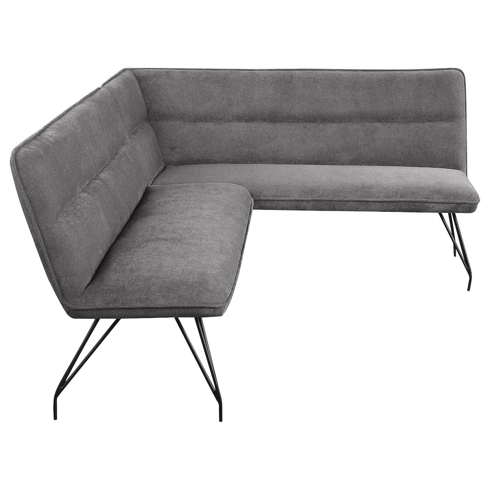 Dodson Fabric Upholstered L-Shaped Nook Dining Bench Grey. Picture 6