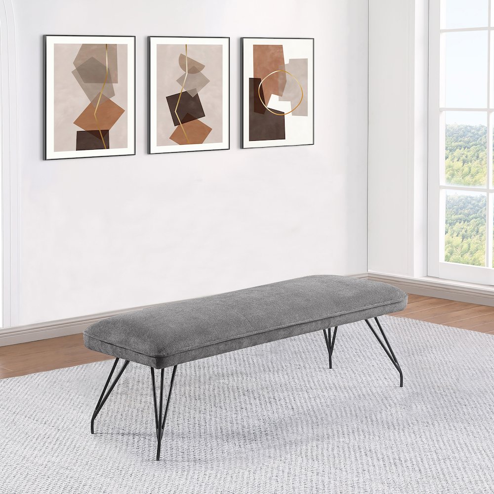 Dodson Fabric Upholstered Dining Bench Grey. Picture 6