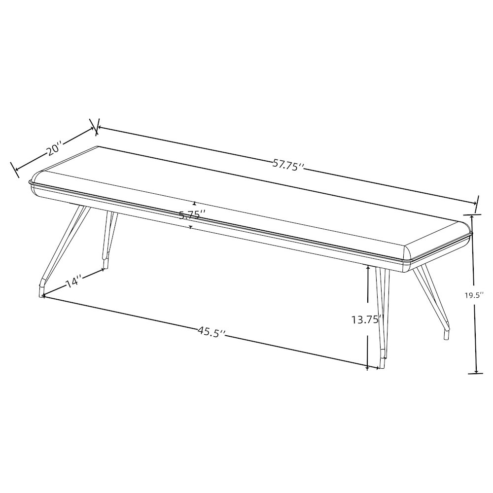 Dodson Fabric Upholstered Dining Bench Grey. Picture 9