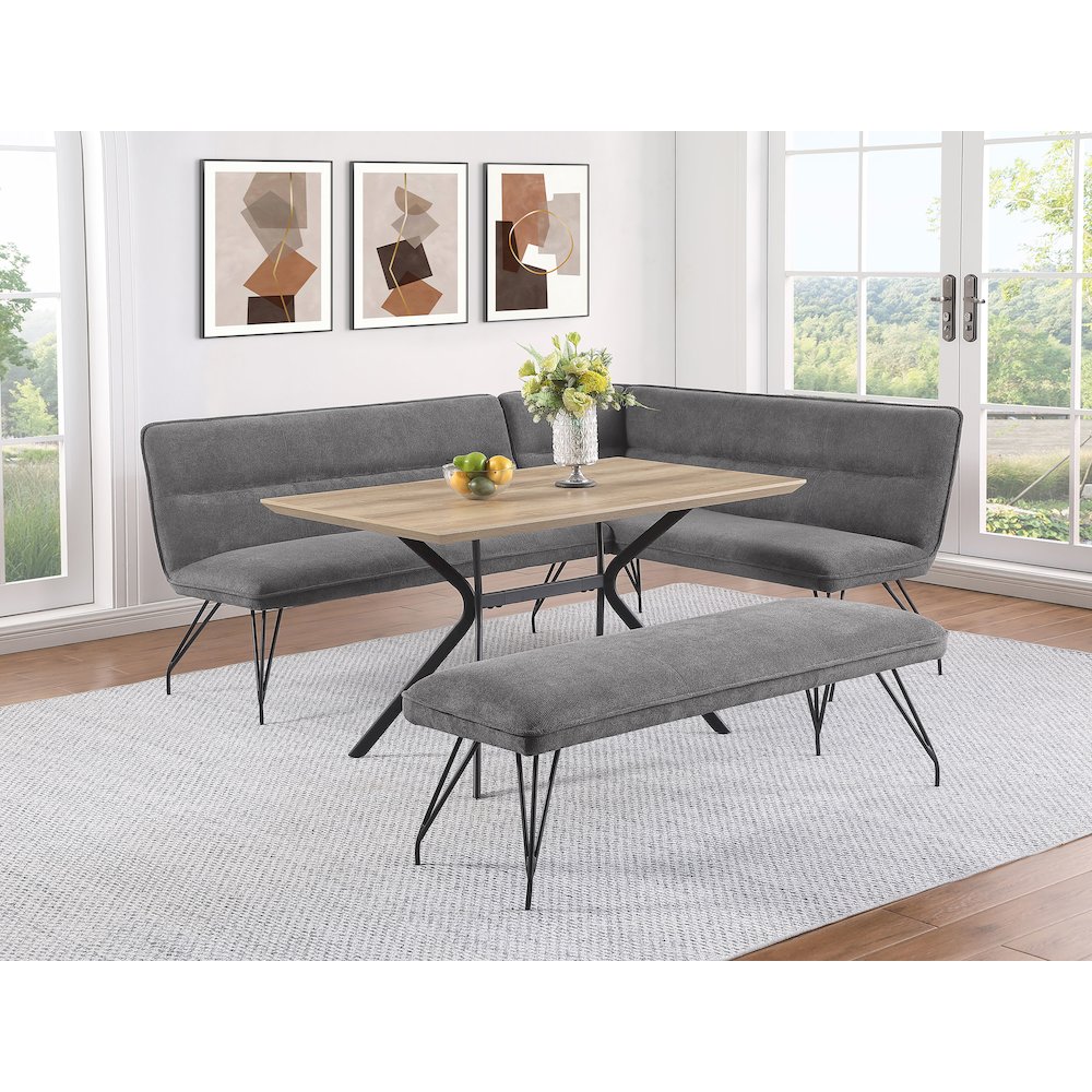 Dodson Fabric Upholstered Dining Bench Grey. Picture 8