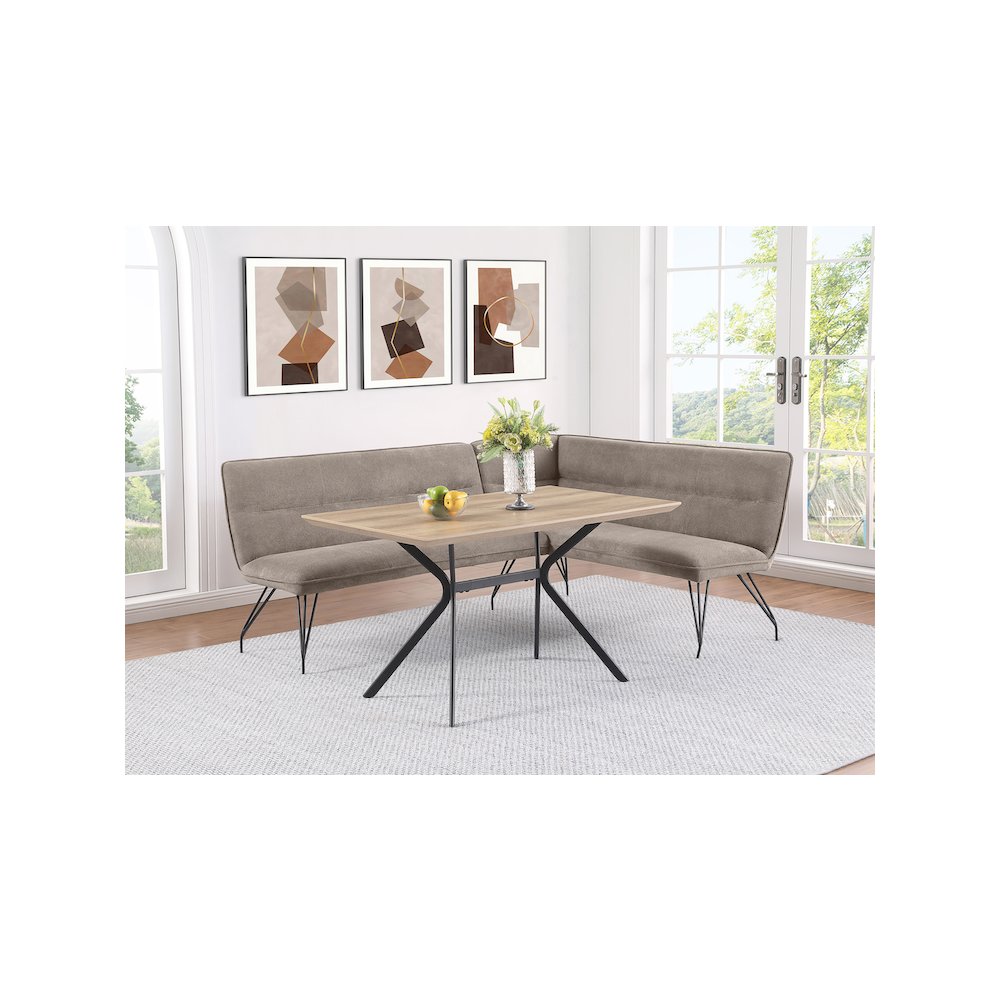 Dodson Fabric Upholstered L-Shaped Nook Dining Bench Taupe. Picture 7