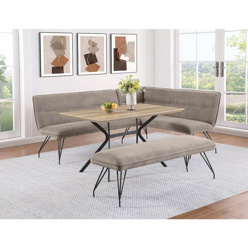 Dodson Fabric Upholstered L-Shaped Nook Dining Bench Taupe. Picture 9