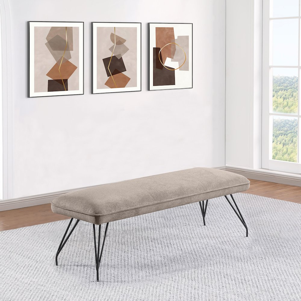 Dodson Fabric Upholstered Dining Bench Taupe. Picture 6