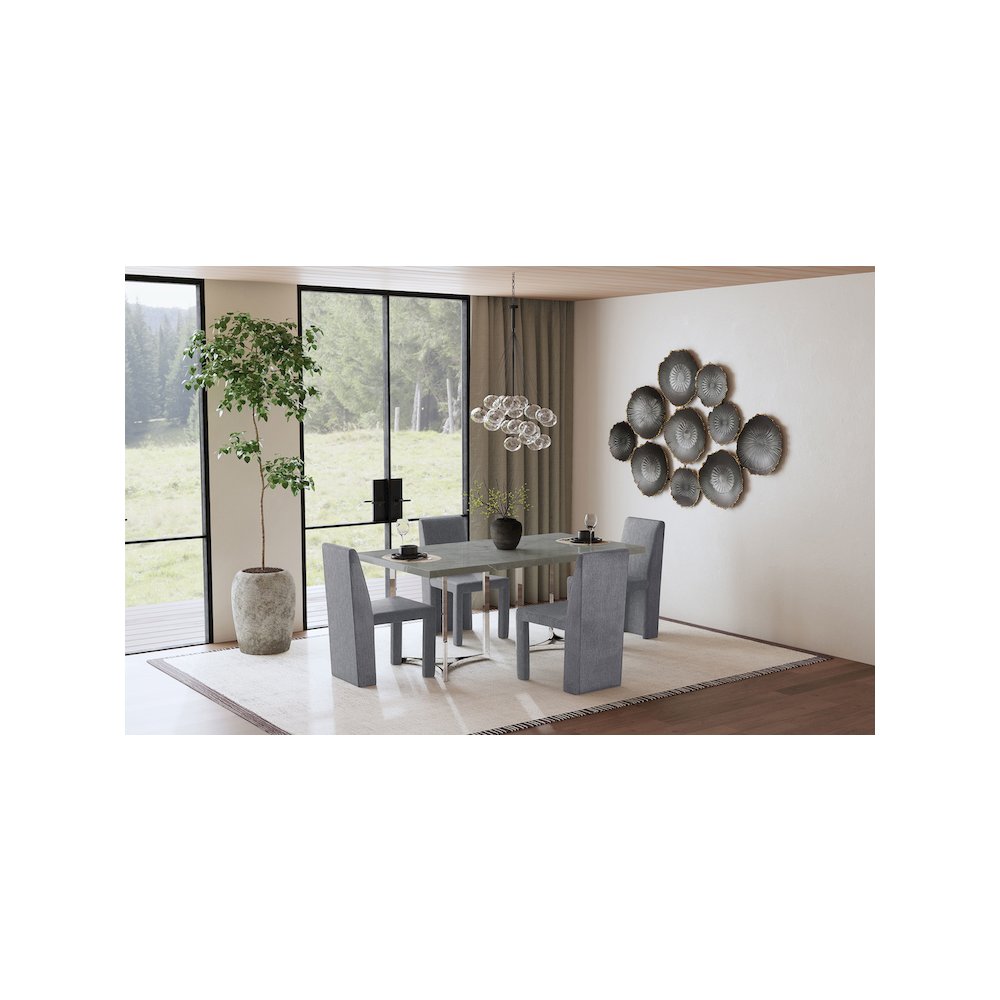 Tordera Velvet Upholstered Dining Side Chair Grey (Set of 2). Picture 14