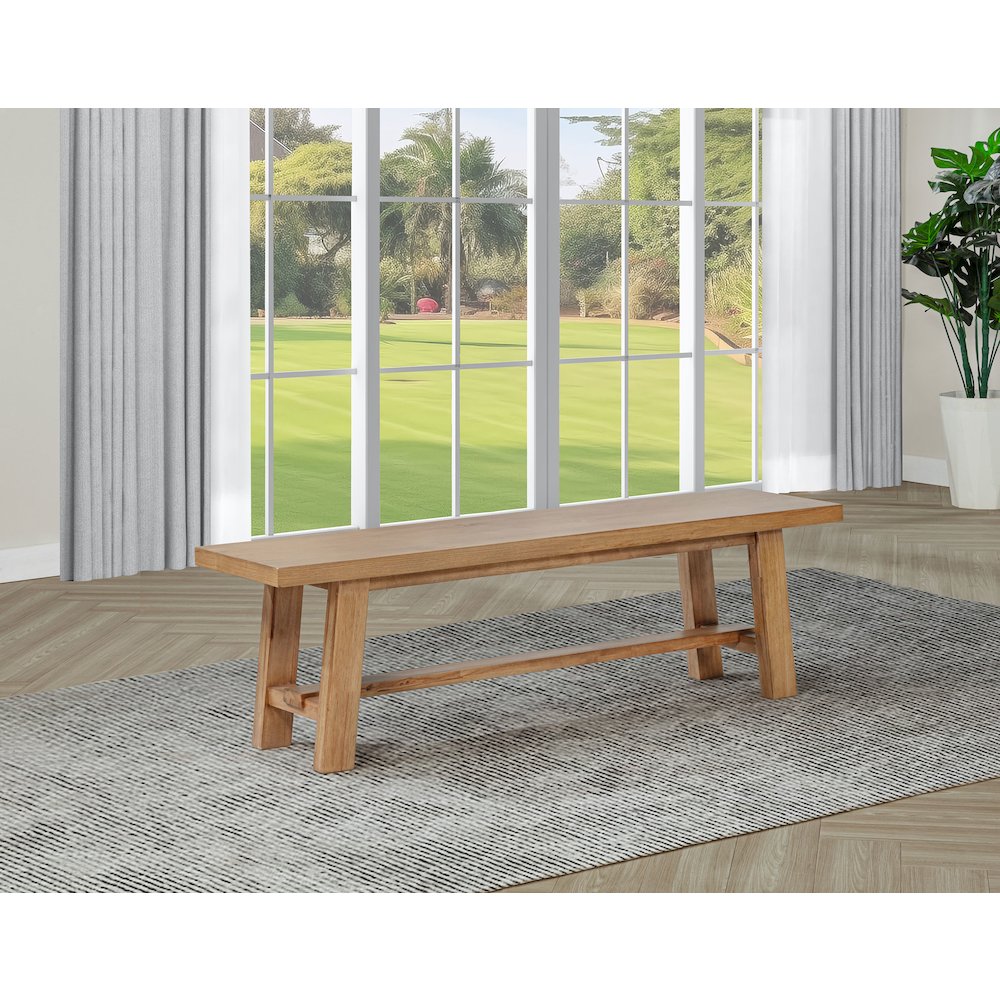 Middleton 60-inch Wood Backless Dining Bench Natural Brown. Picture 2