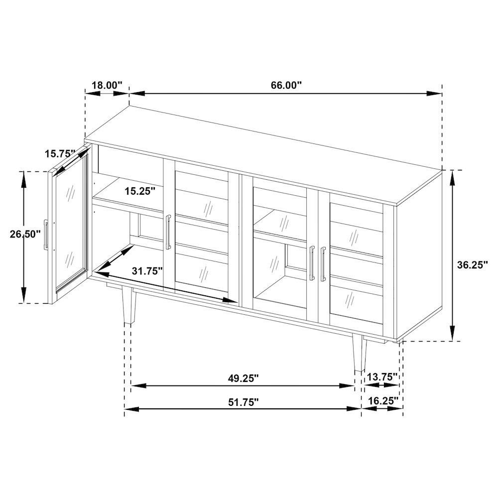 Middleton 4-door Sideboard Server with Dual Drawers Natural. Picture 14