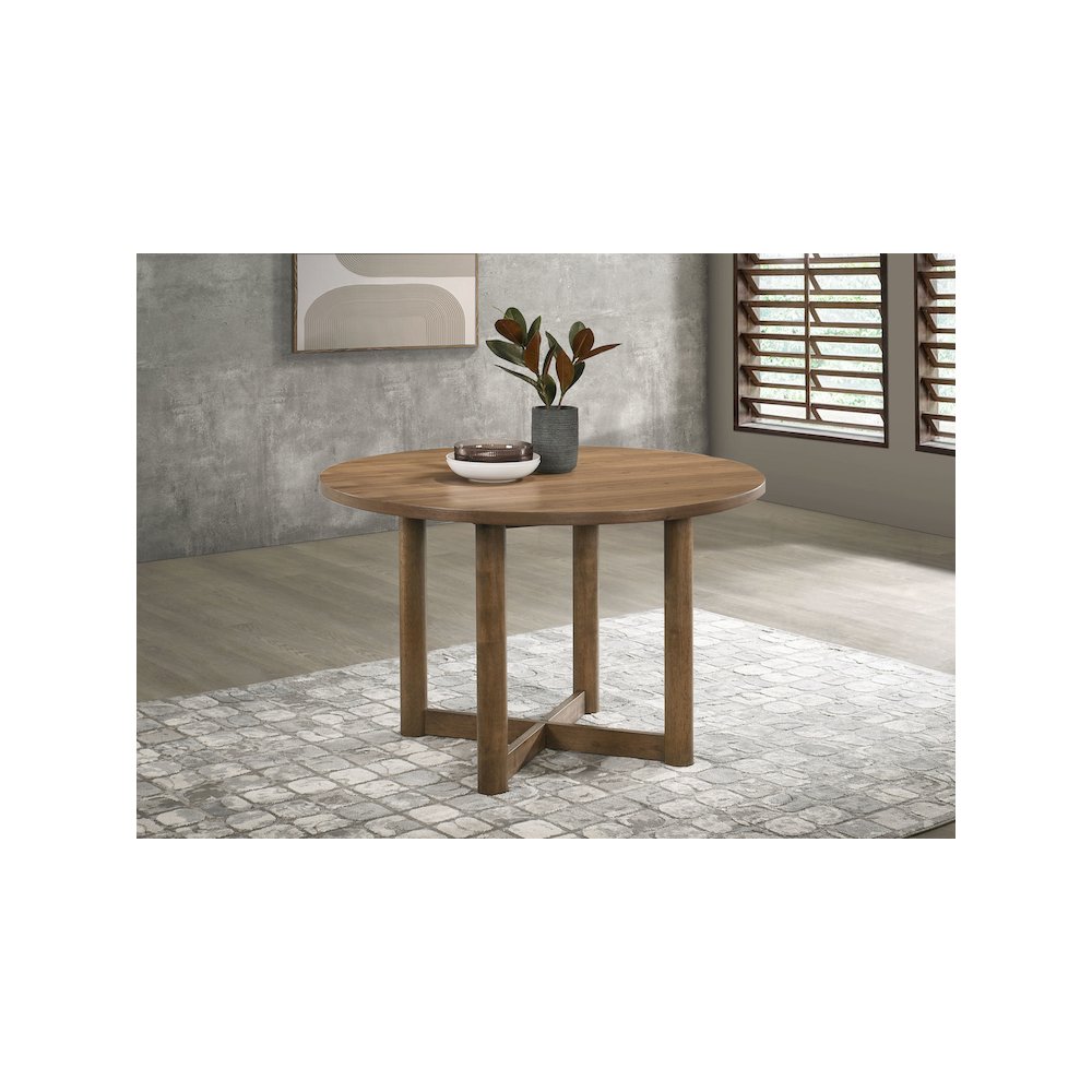 Crestmore 46-inch Round Wood Dining Table Walnut. Picture 5