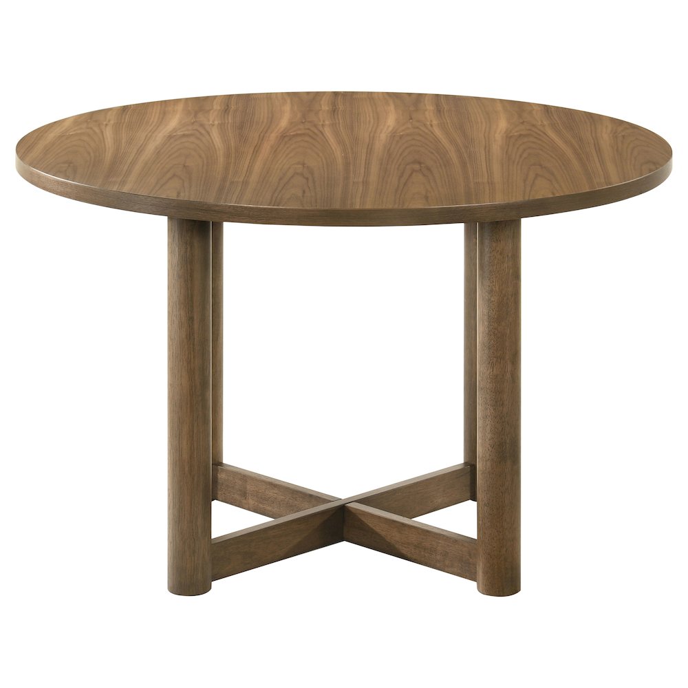 Crestmore 5-piece 46-inch Round Wood Dining Table Set Walnut. Picture 5