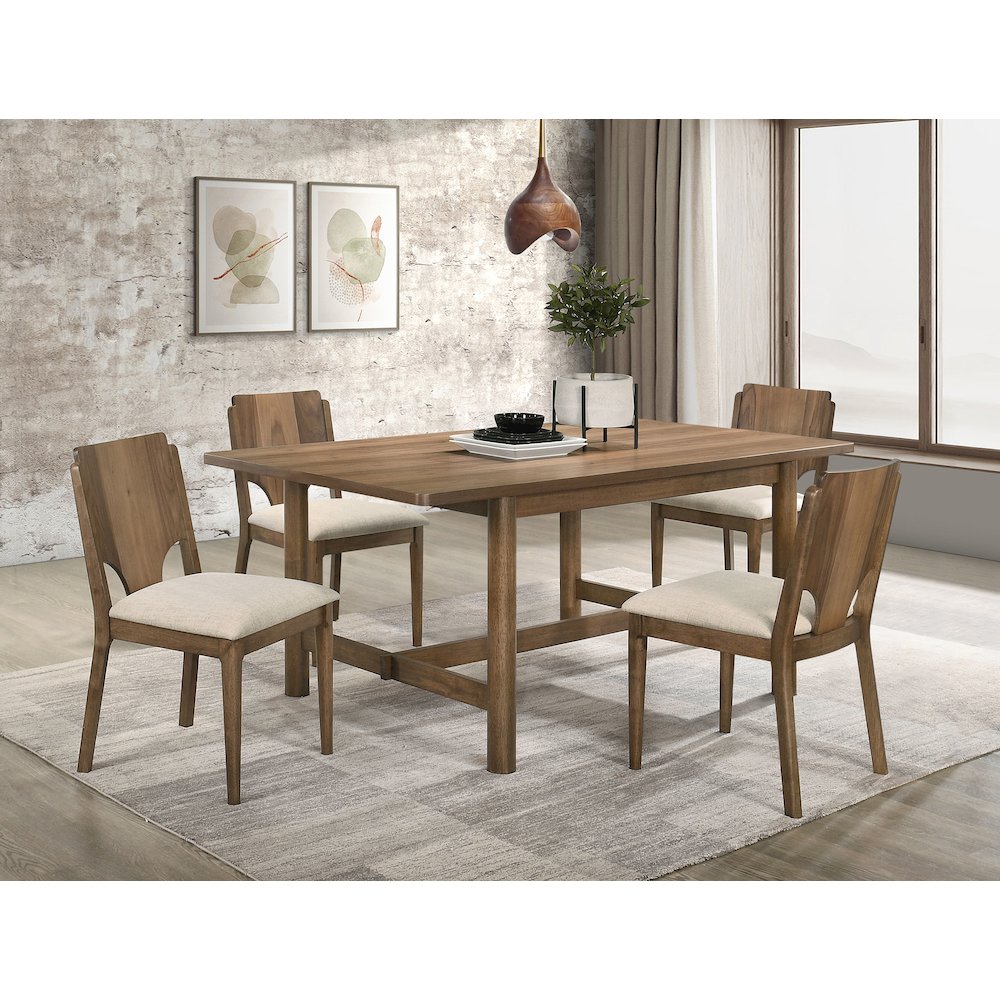 Crestmore 5-piece 71-inch Rectangular Dining Table Set Walnut. Picture 2