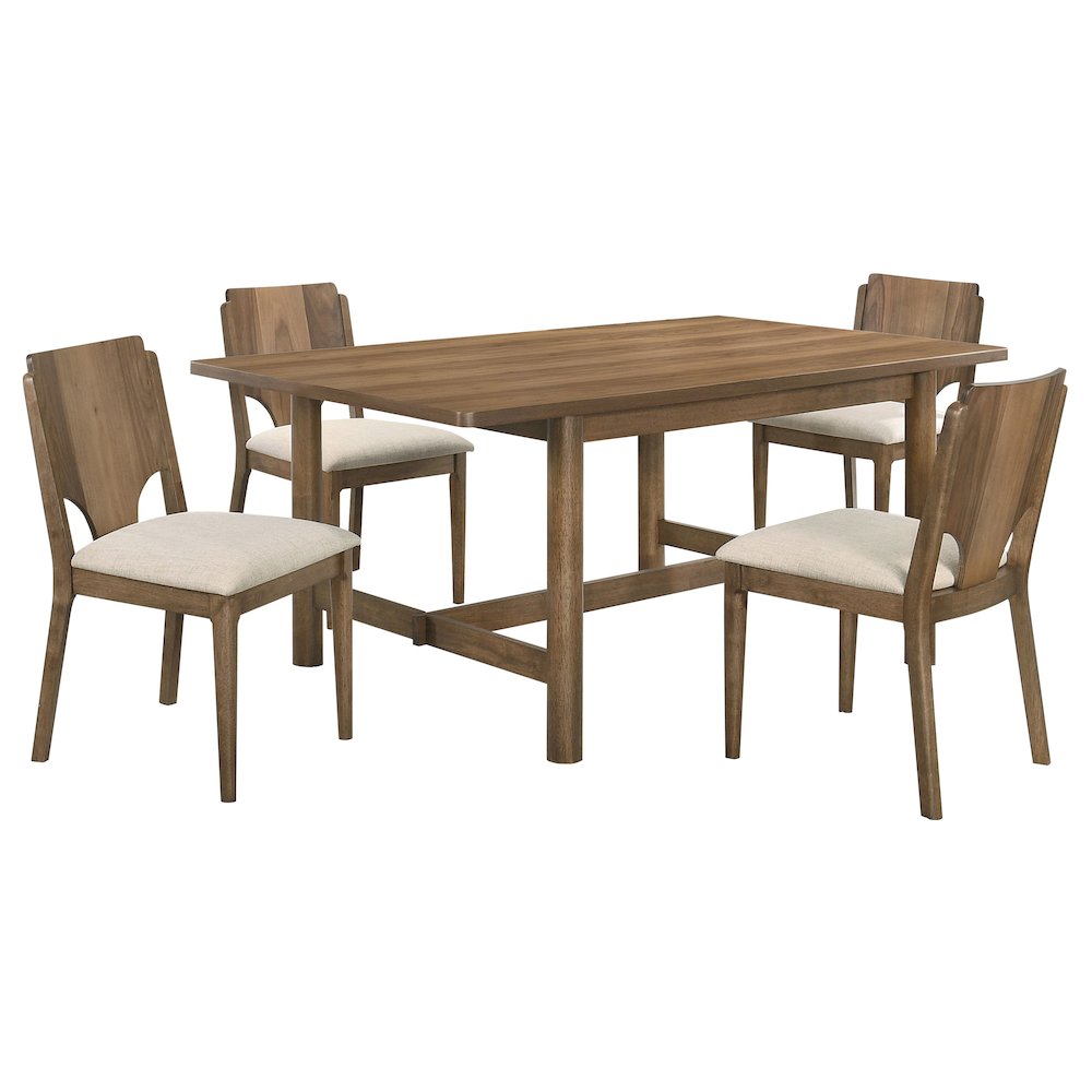 Crestmore 5-piece 71-inch Rectangular Dining Table Set Walnut. Picture 1