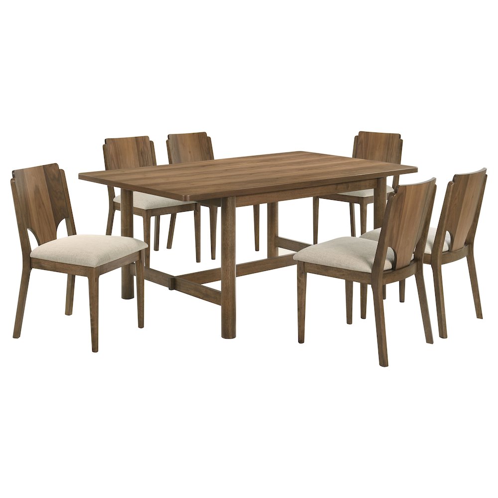Crestmore 7-piece 71-inch Rectangular Dining Table Set Walnut. Picture 1