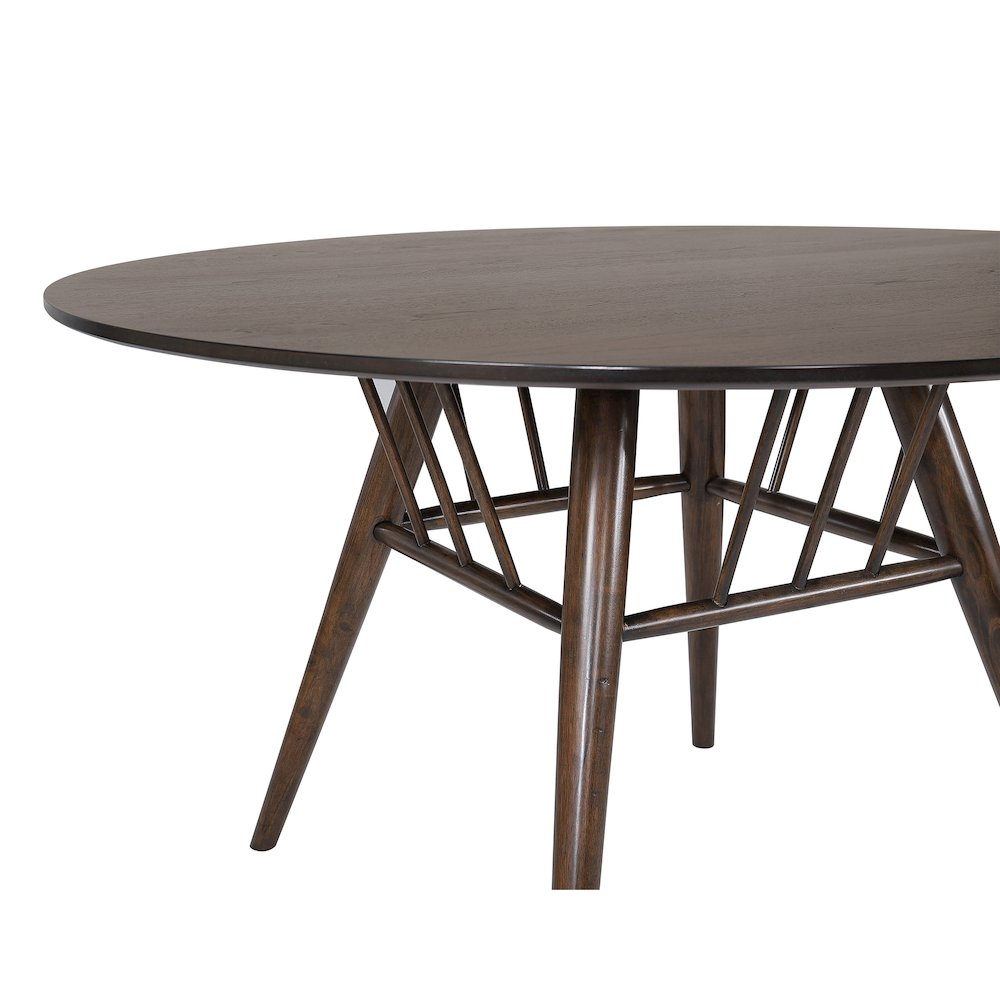 Everton Round 53-inch Wood Dining Table Dark Walnut. Picture 8
