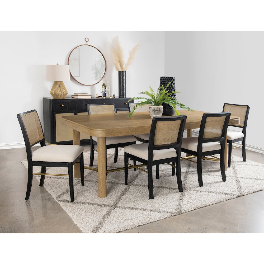 Arini 7-piece Extension Leaf Dining Table Set Black. Picture 1