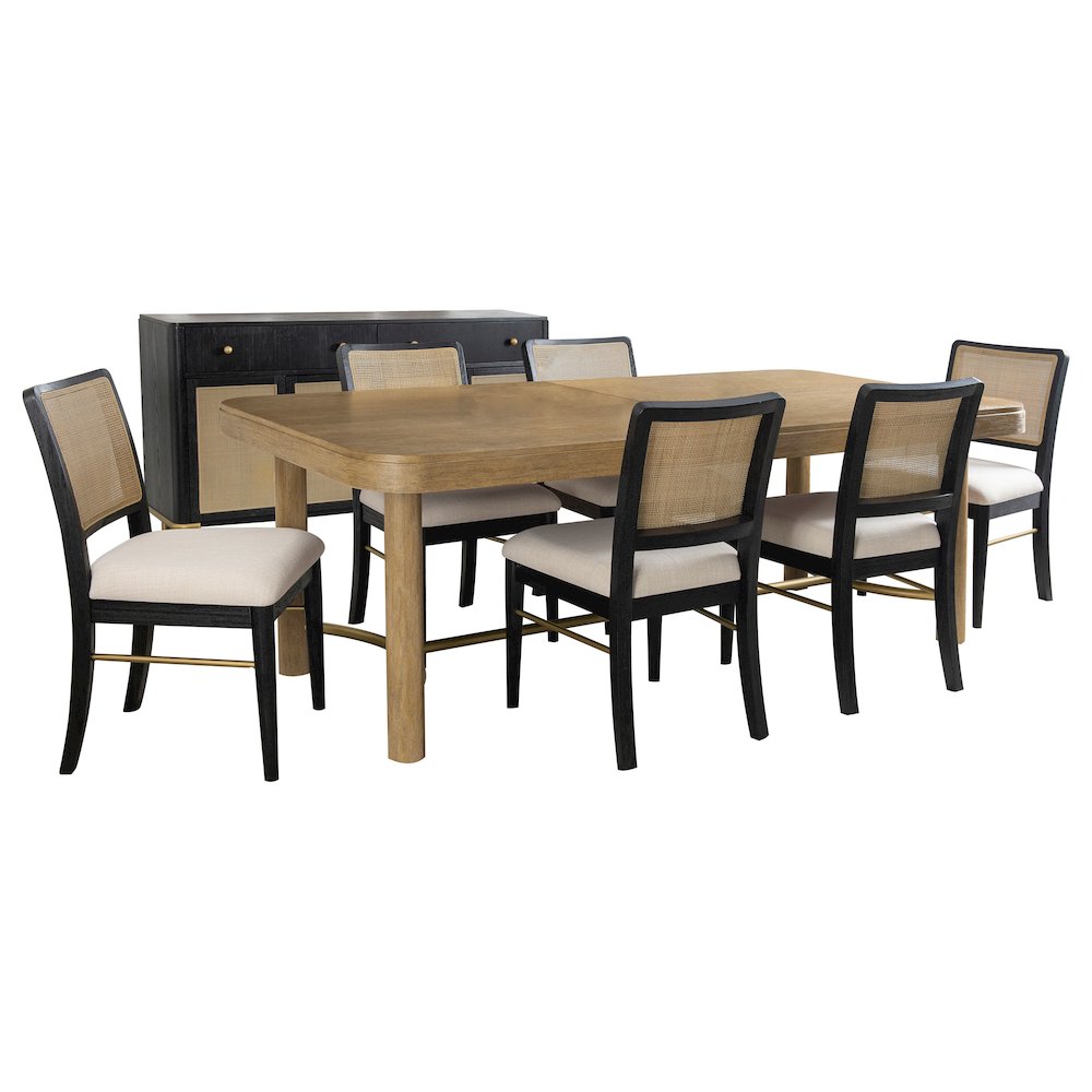 Arini 7-piece Extension Leaf Dining Table Set Black. Picture 2