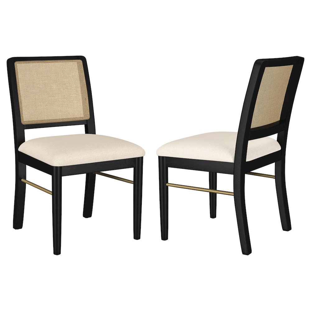 Arini Rattan Cane Dining Side Chair Black (Set of 2). Picture 1