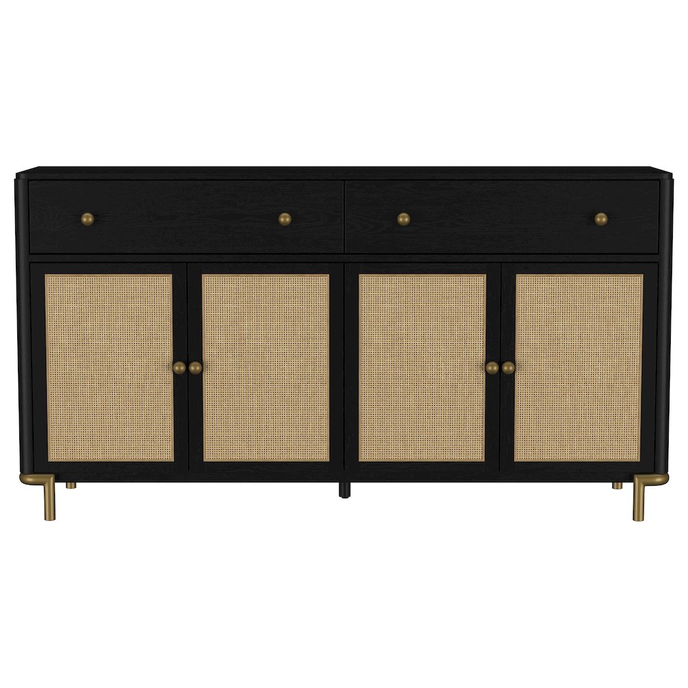 Arini 2-drawer Cane Door Dining Sideboard Server Black. Picture 4