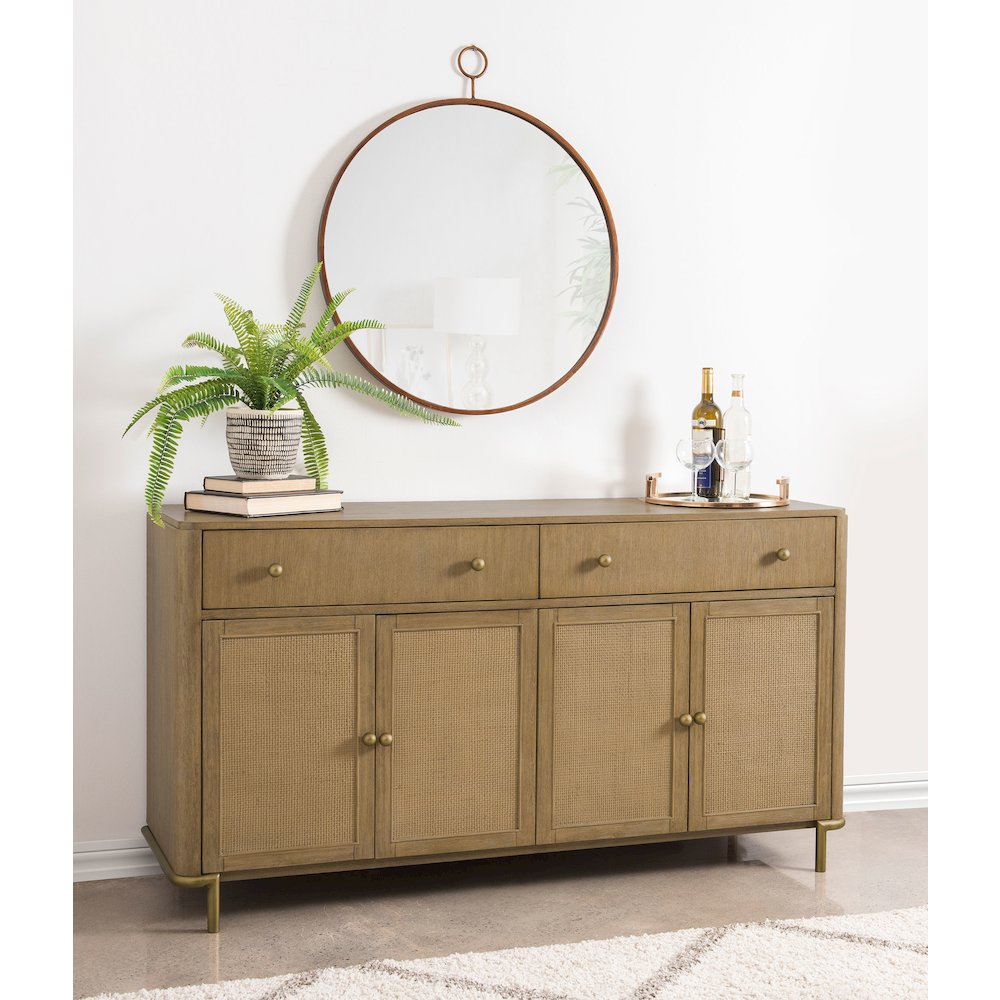 Arini 2-drawer Cane Door Dining Sideboard Server Sand Wash. Picture 2