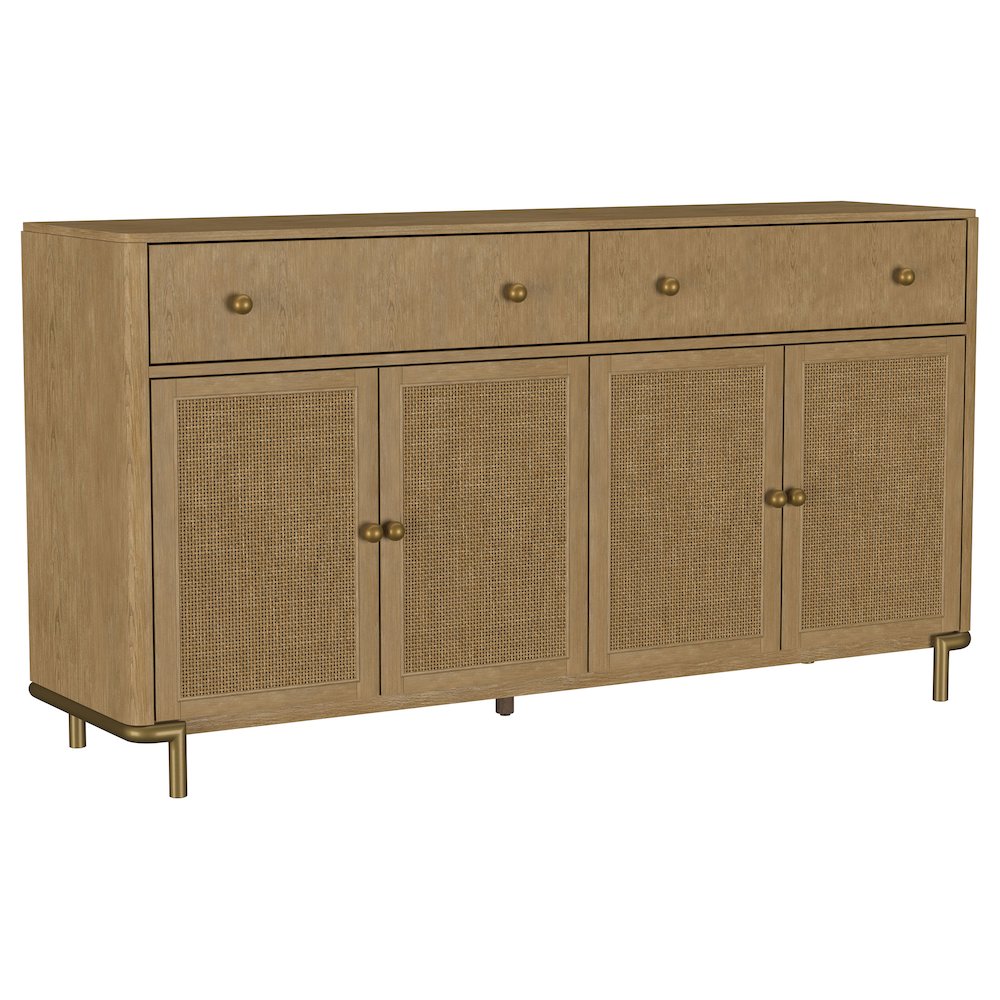Arini 2-drawer Cane Door Dining Sideboard Server Sand Wash. Picture 1