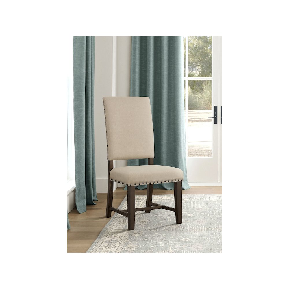 Twain Upholstered Dining Side Chair Beige (Set of 2). Picture 9
