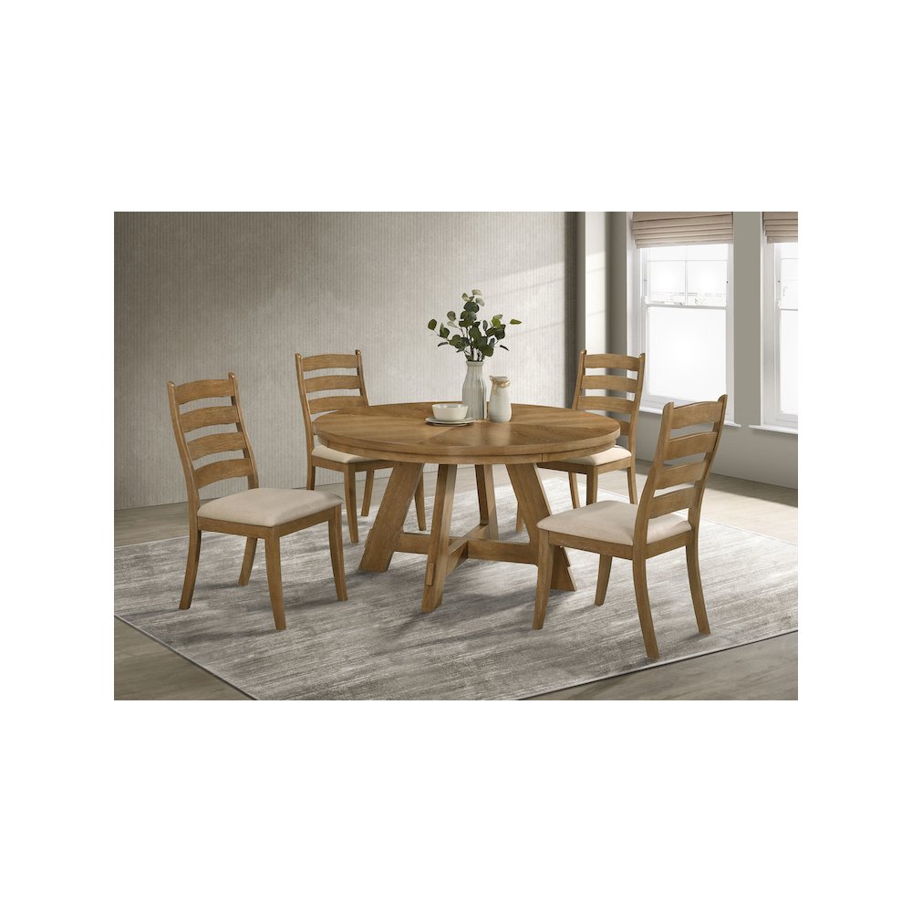 Danvers 5-piece Dining Table Set Brown Oak and Latte. Picture 2