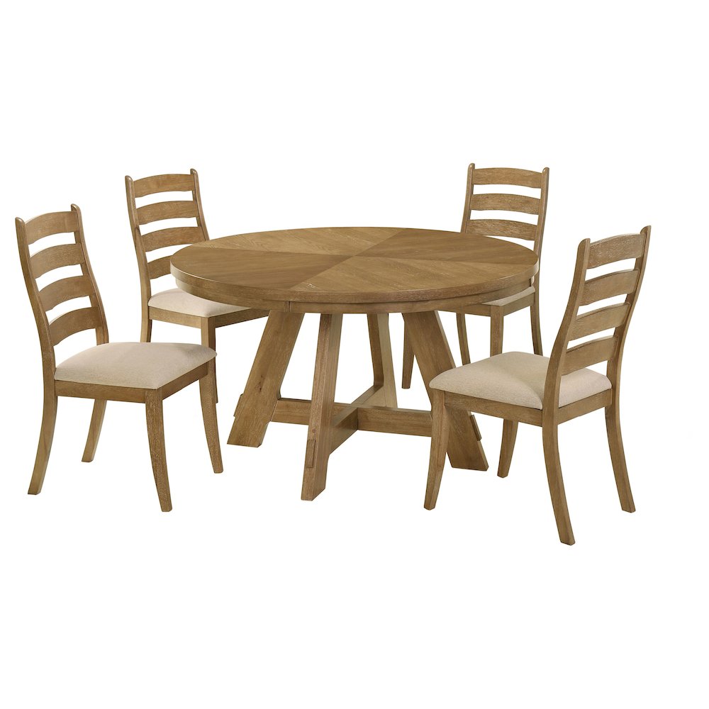 Danvers 5-piece Dining Table Set Brown Oak and Latte. Picture 1
