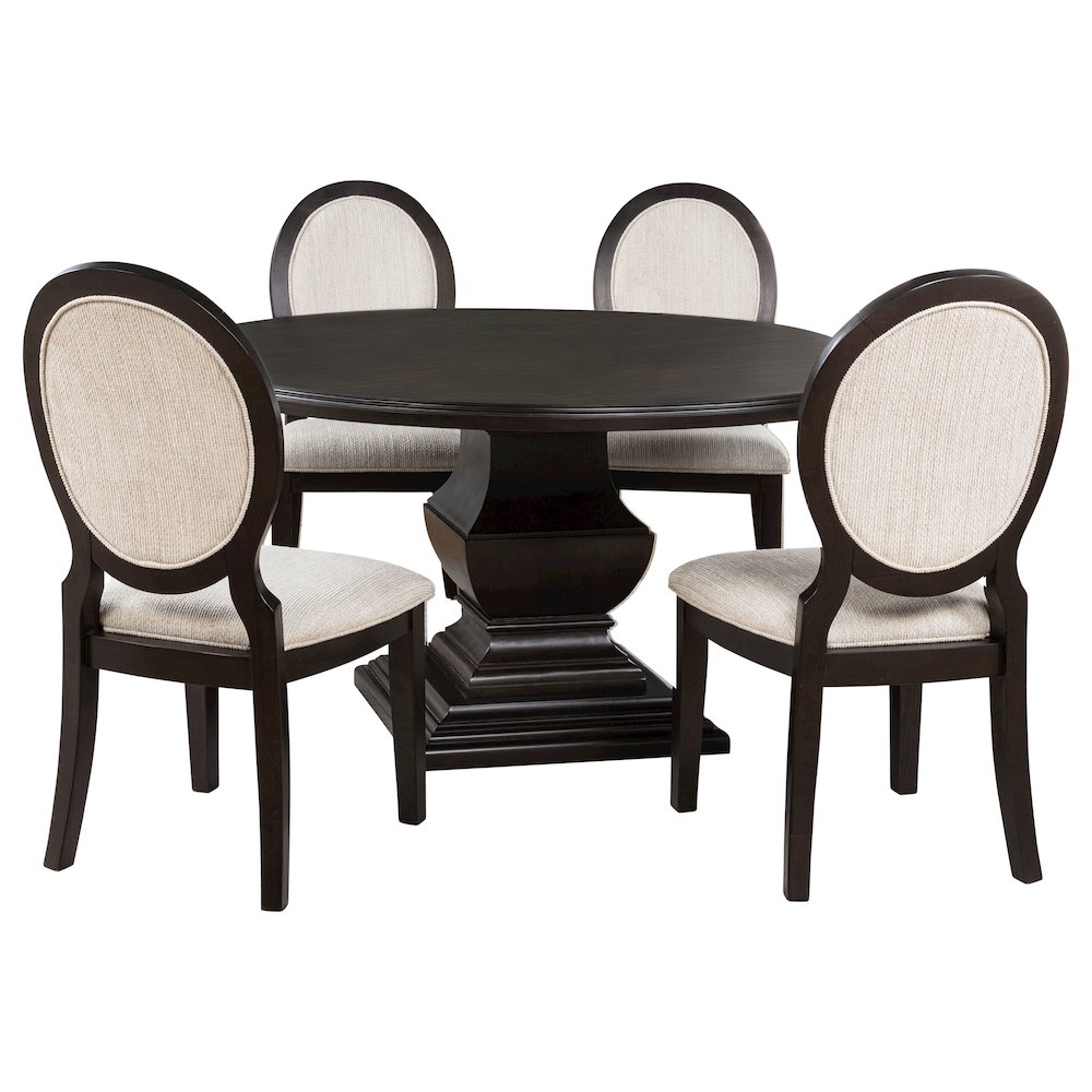 Twyla 5-piece Round Wood Dining Room Table Set Dark Cocoa. Picture 2