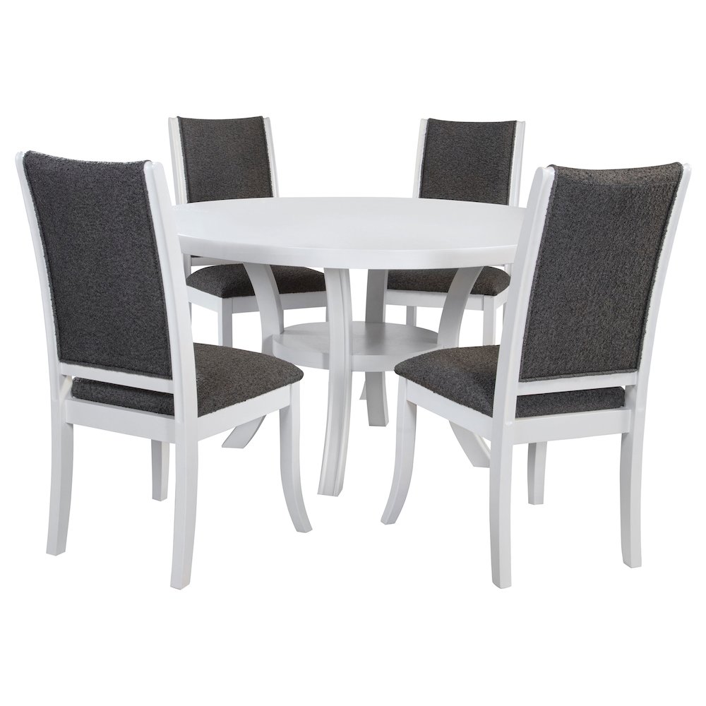 Judd 5-piece 54-inch Round Wood Dining Table Set Pearl White. Picture 1
