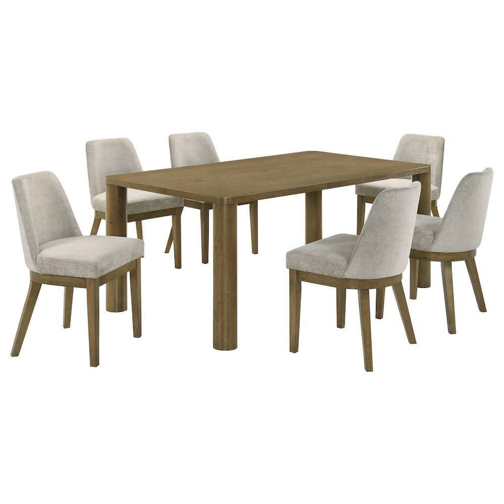 Castlewood 7-piece 71-inch Rectangular Dining Set Brown Oak. Picture 1