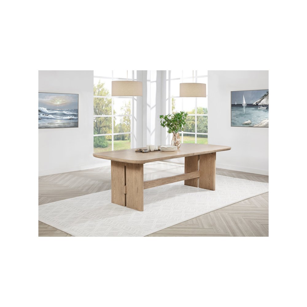 Kailani 110-inch Rectangular Wood Dining Table Beige Oak. Picture 11