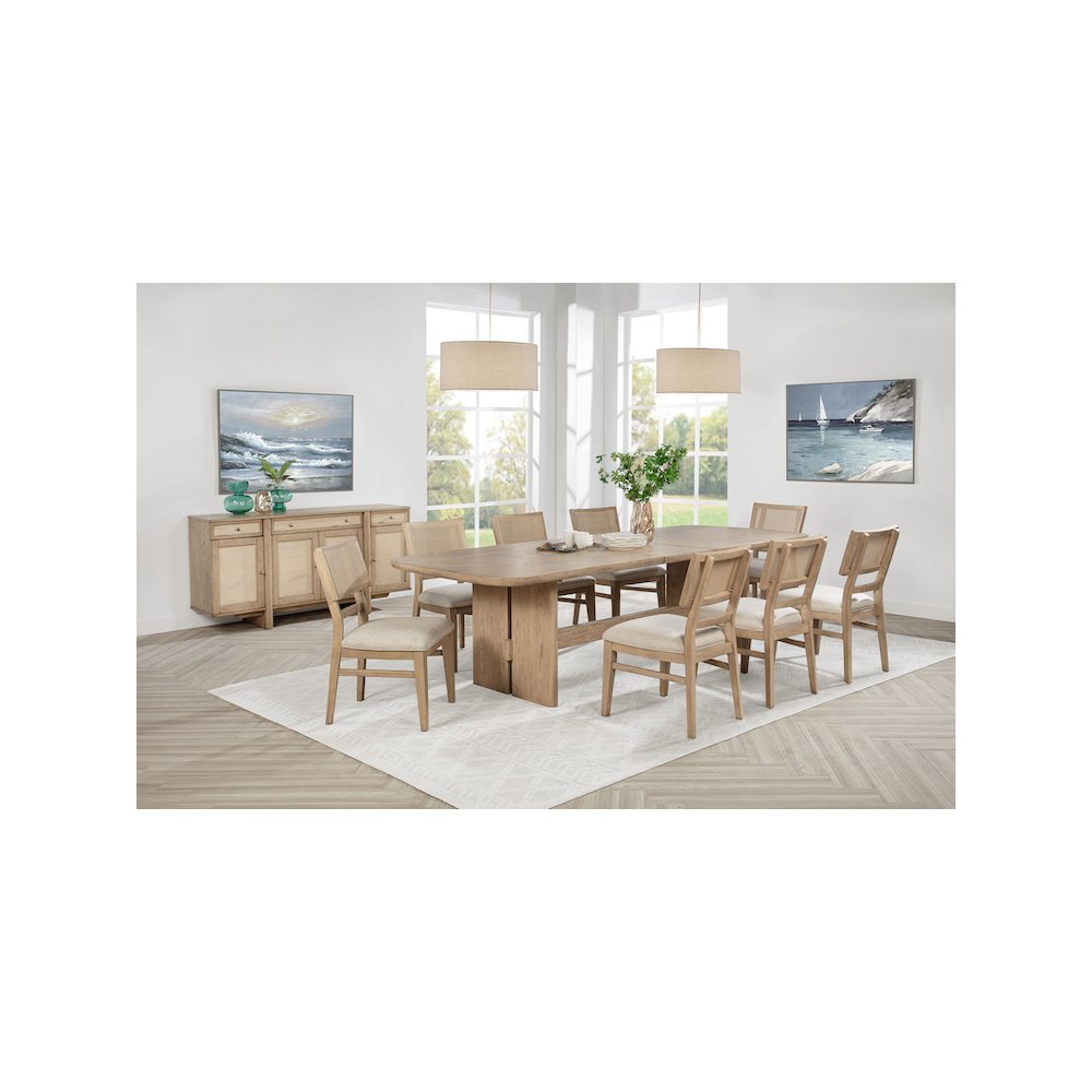 Kailani 10-piece Wood Dining Set with Sideboard Beige Oak. Picture 1
