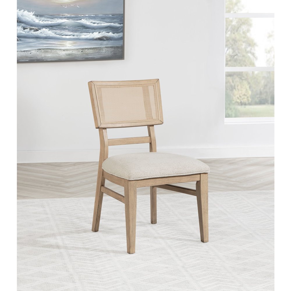 Kailani Radio Weave Cane Dining Side Chair Beige Oak. Picture 8