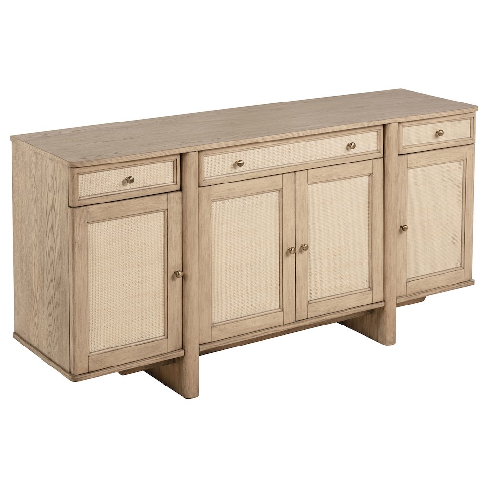 Kailani 4-door Cane Sideboard Buffet Cabinet Beige Oak. Picture 1