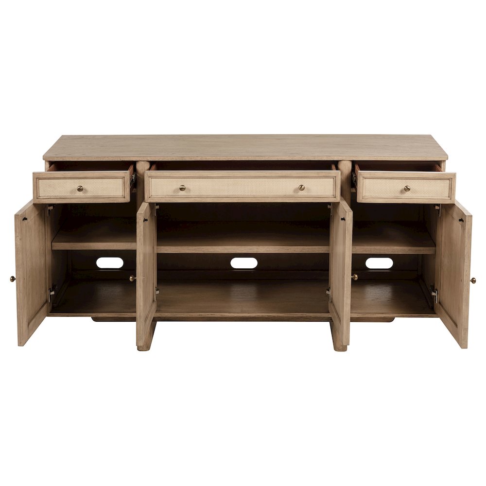 Kailani 4-door Cane Sideboard Buffet Cabinet Beige Oak. Picture 4