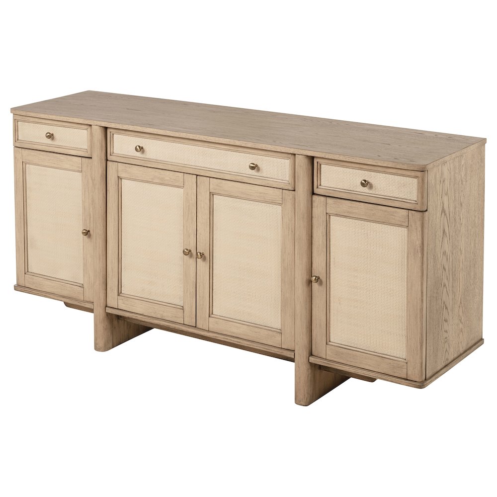 Kailani 4-door Cane Sideboard Buffet Cabinet Beige Oak. Picture 5