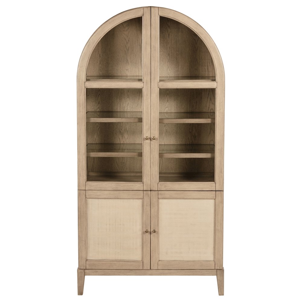 Kailani 4-Door Cane Dining Vitrine Display Cabinet Beige Oak. Picture 3