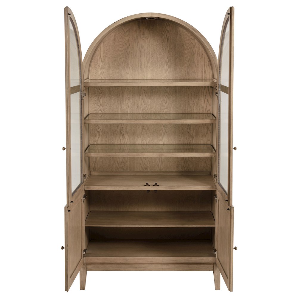 Kailani 4-Door Cane Dining Vitrine Display Cabinet Beige Oak. Picture 4