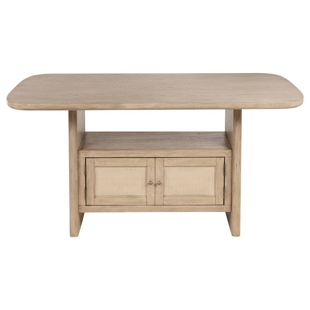 Kailani Cane Counter Height Storage Dining Table Beige Oak. Picture 3